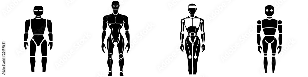 Innovative display of artistic human figure designs showcasing various poses and styles in a minimalist format Innovative display of artistic human figure designs showcasing various poses and styles in a minimalist format