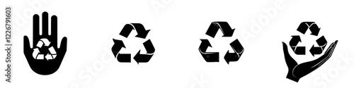 Recycling symbols representing sustainability and environmental awareness in a minimalist style