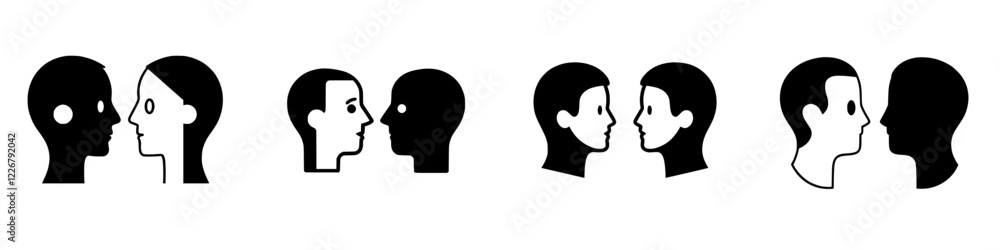 Illustration of diverse human interactions from profiles to intimate moments in various positions and perspectives Illustration of diverse human interactions from profiles to intimate moments in various positions and perspectives
