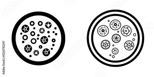 Circular illustrations of microscopic organisms showcasing diversity in shapes and sizes, highlighting biological complexity