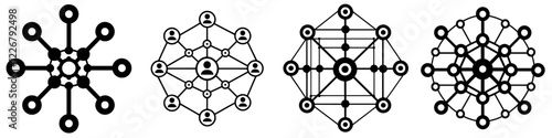 Visual representation of various interconnected network structures illustrating data relationships and patterns