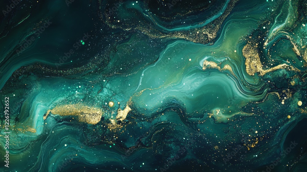 Emerald green to petrol teal gradient with metallic textures and glowing streaks Emerald green to petrol teal gradient with metallic textures and glowing streaks