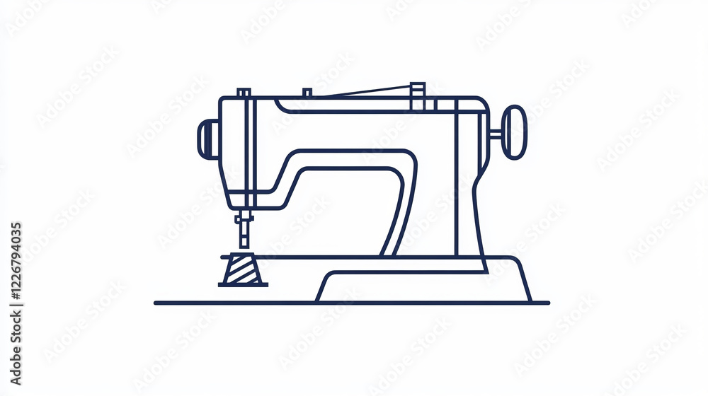 Sewing machine vector thin line icon. Tailoring, dressmaking and needlework sewing appliances Sewing machine vector thin line icon. Tailoring, dressmaking and needlework sewing appliances