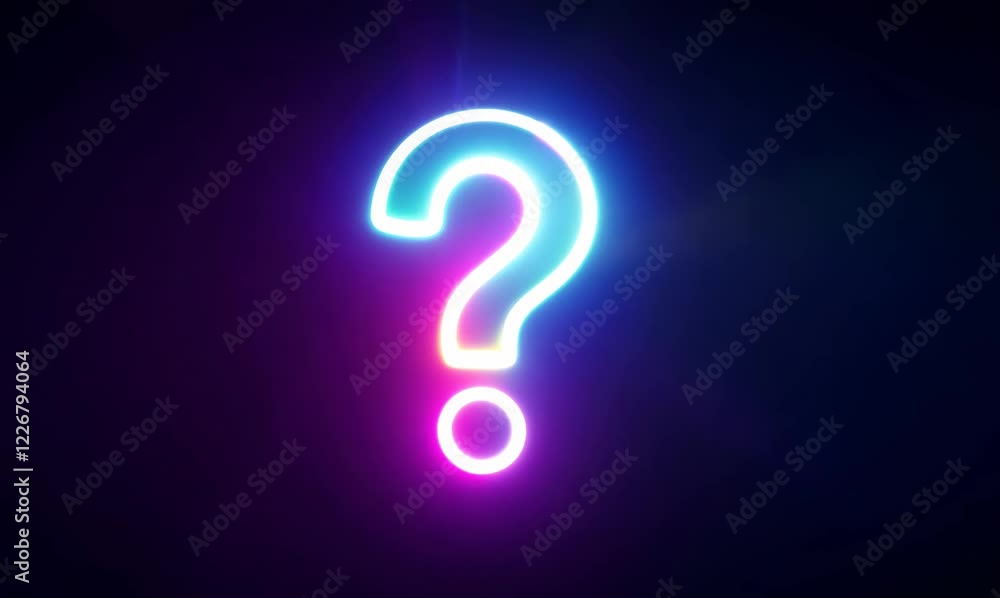 spinning neon question mark over pure black spinning neon question mark over pure black