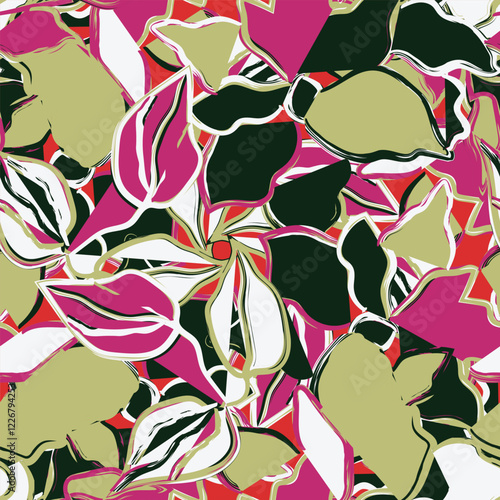 Floral brush strokes seamless pattern design for fashion textiles, graphics, backgrounds and crafts