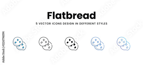 Flatbread icons in different style vector stock illustration