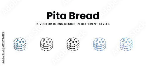 Pita Bread icons in different style vector stock illustration