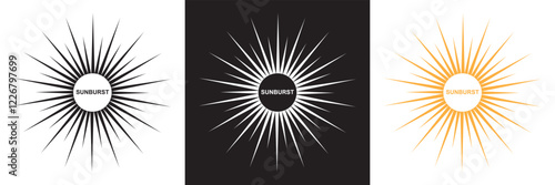 Vintage sunburst vector. isolated on white and black background. vector illustration. EPS 10