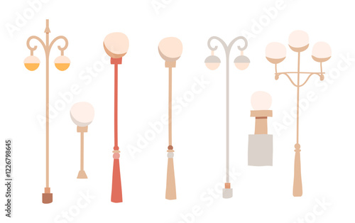 Street Light Set, Vector Light Elements, street lights, park lights, street light, night lights, rare lights, lonely light, yellow lights