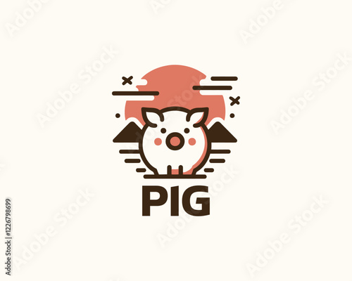 Pig logo design icon vector illustration.