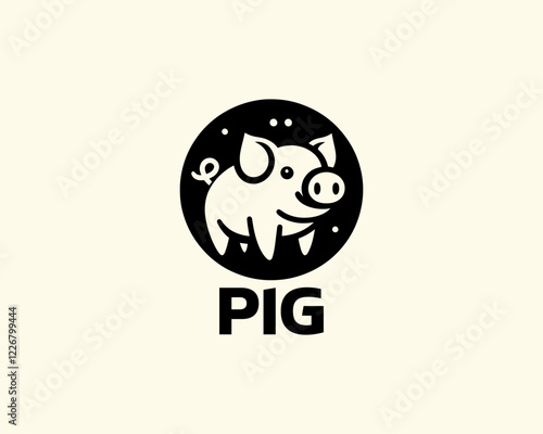 Pig silhouette logo design icon vector illustration. Black color pig logo template