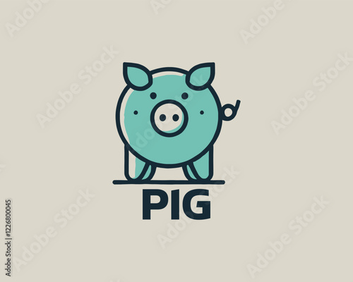 Pig logo design icon vector illustration.