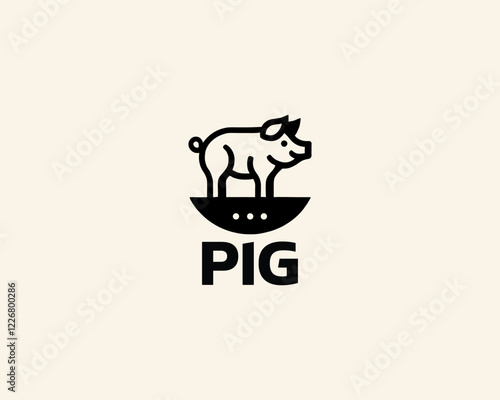 Pig silhouette logo design icon vector illustration. Black color pig logo template