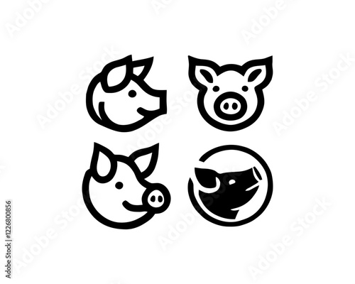 Set of Pig logo design icon vector illustration.