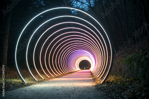An abstract tunnel of glowing concentric circles.