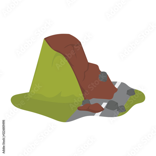 Natural Disaster Vector Illustration - Landslide