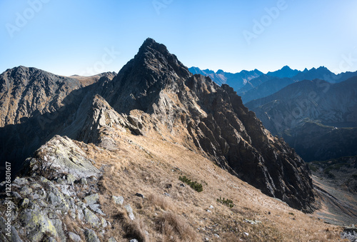 Obraz na płótnie Landscape of the High Tatras. The most difficult high-mountain trail in Poland, Orla Perć.
w salonie