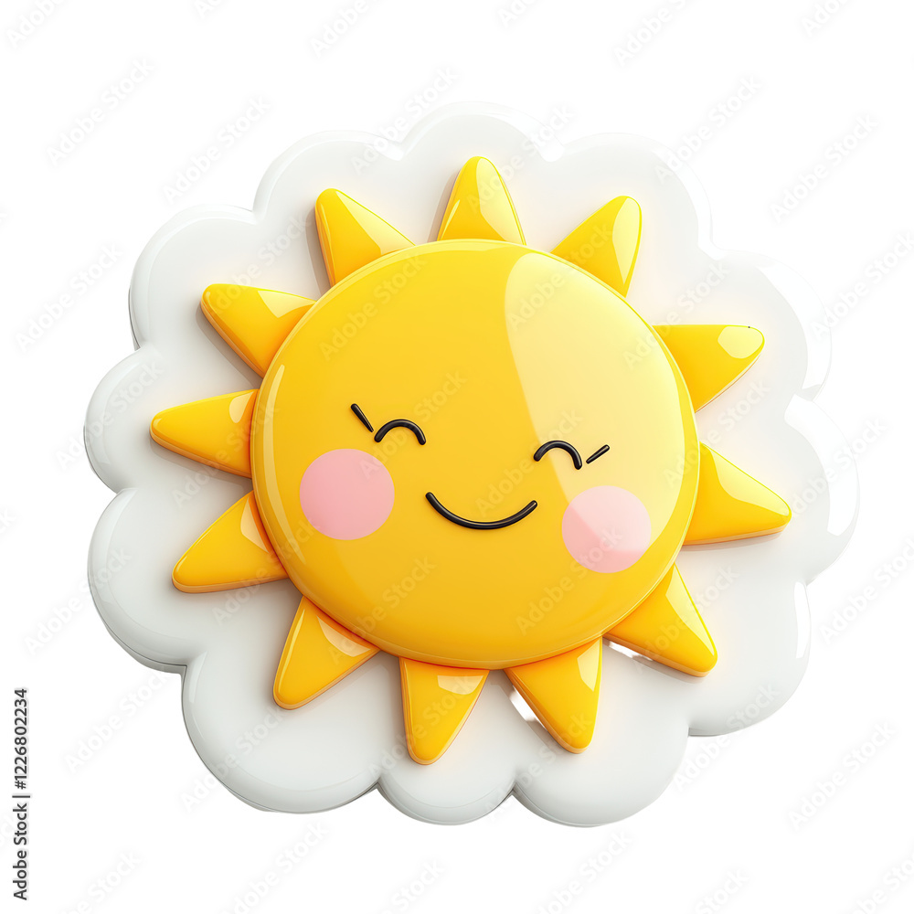 Isolated 3D Rendered Smiling Sun with Cloud Isolated 3D Rendered Smiling Sun with Cloud