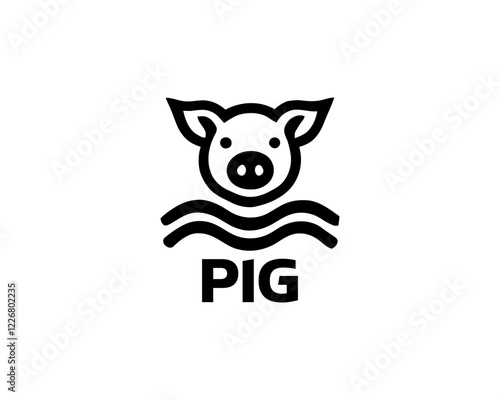 Pig silhouette logo design icon vector illustration. Black color pig logo template