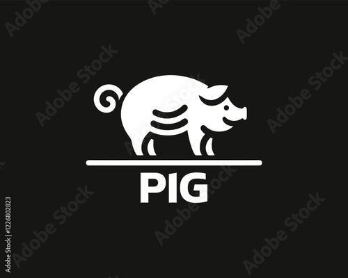white color Pig logo design