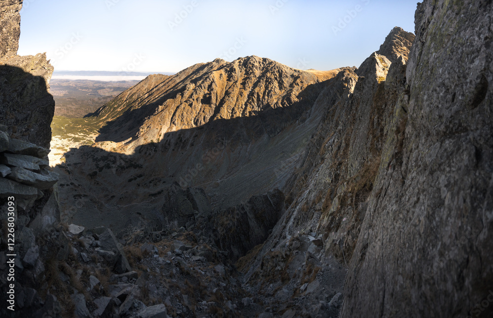 Fototapeta premium Landscape of the High Tatras. The most difficult high-mountain trail in Poland, Orla Perć. 