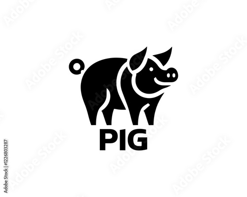 Pig silhouette logo design icon vector illustration. Black color pig logo template