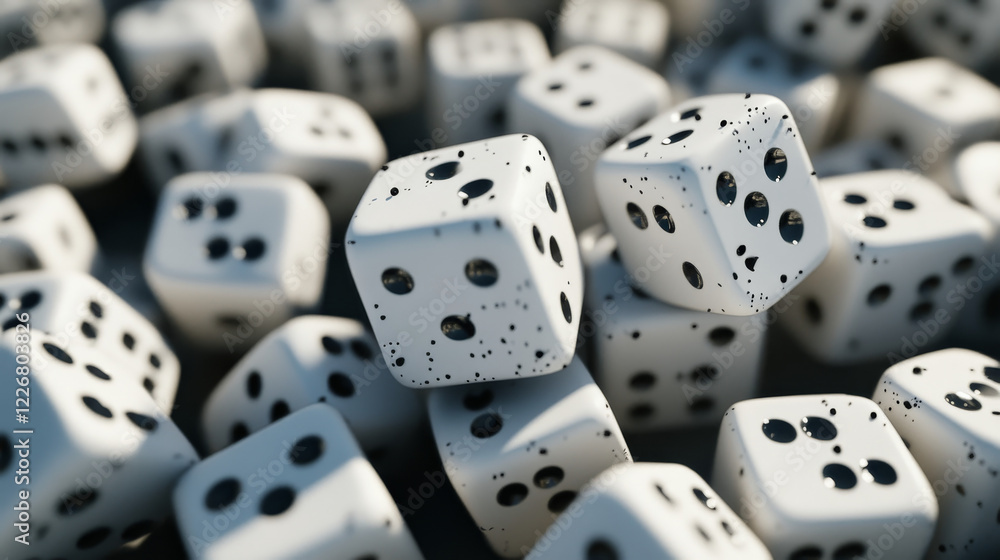 Dice isolated 3d objects of vector gambling games design, casino, craps and poker, tabletop or board games. Realistic white cubes with random numbers of black dots or pips and rounded edges Dice isolated 3d objects of vector gambling games design, casino, craps and poker, tabletop or board games. Realistic white cubes with random numbers of black dots or pips and rounded edges