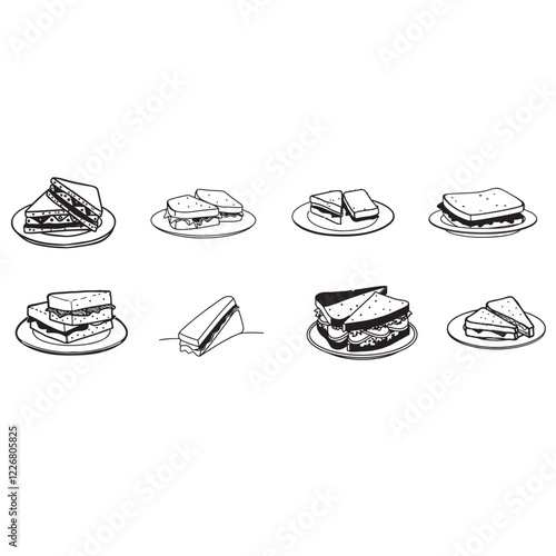 Cheese sandwiches. Melting cheese on pizza burger sandwich. Tasty food, fast food with dripping cheddar mozzarella emmental sauce, nowadays vector illustration