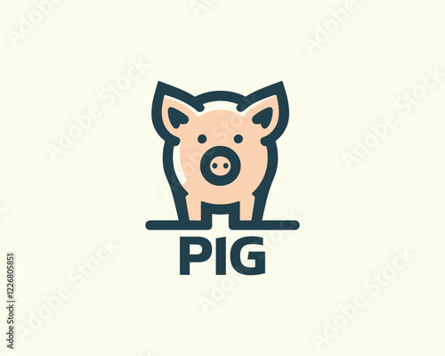 Pig logo design icon vector illustration.