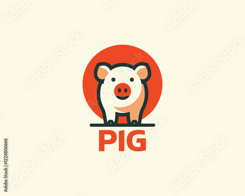 Pig logo design icon vector illustration.