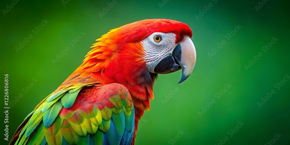Vibrant Parrot Against Green, Low Light Photography Vibrant Parrot Against Green, Low Light Photography