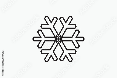 A Snowflake vector black and white image made by adobe illustrator.