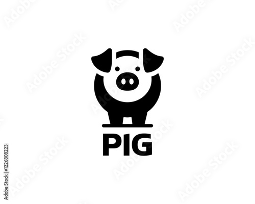 Pig silhouette logo design icon vector illustration. Black color pig logo template