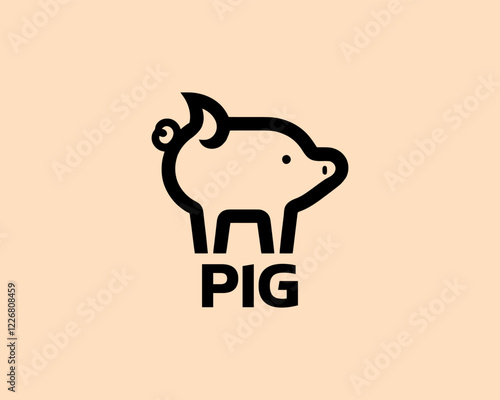 Pig silhouette logo design icon vector illustration. Black color pig logo template