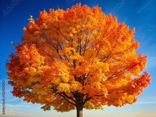 Vibrant Sugar Maple Autumn Foliage Architectural Photography