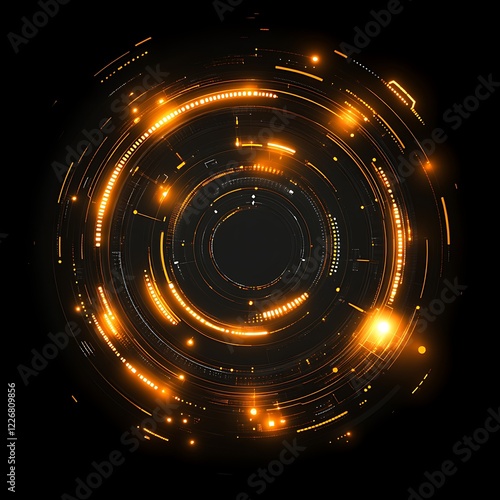 Glowing orange circles digital HUD interface background