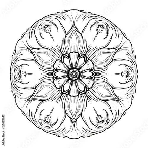 Beautiful mandala colouring page