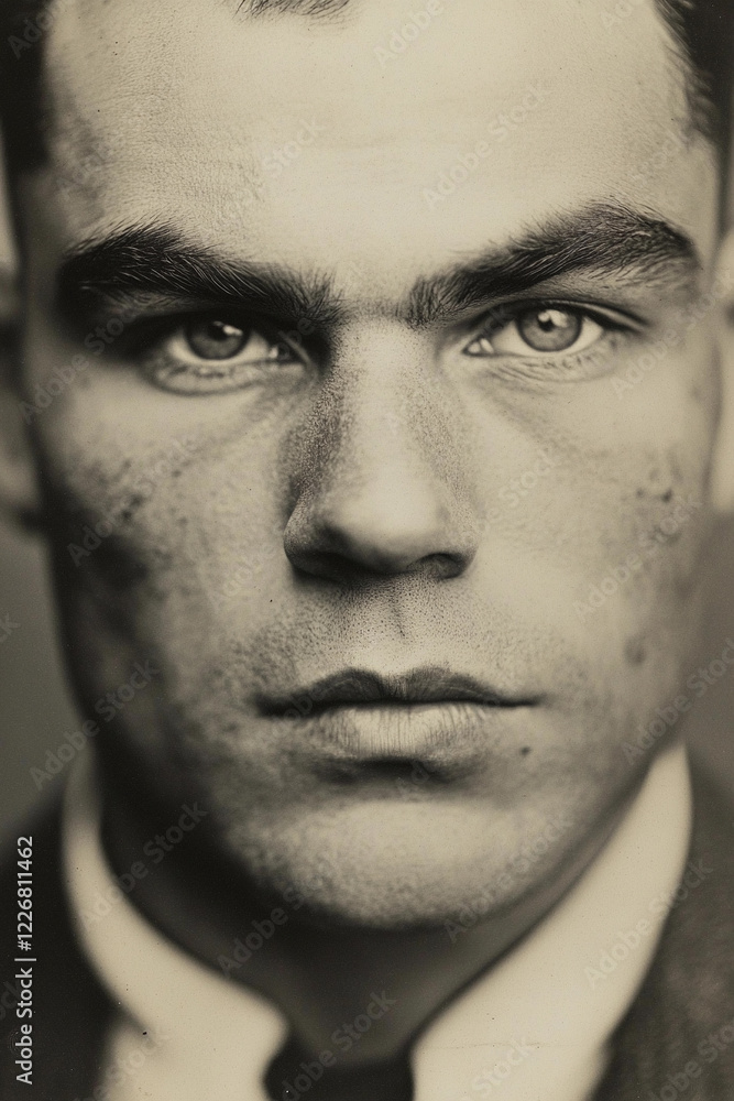 Fototapeta premium Serious portrait of a young man from the early 20th century