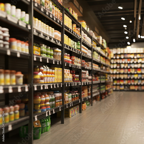 Wallpaper Mural Supermarket shelves with drinks, food and beverages Torontodigital.ca