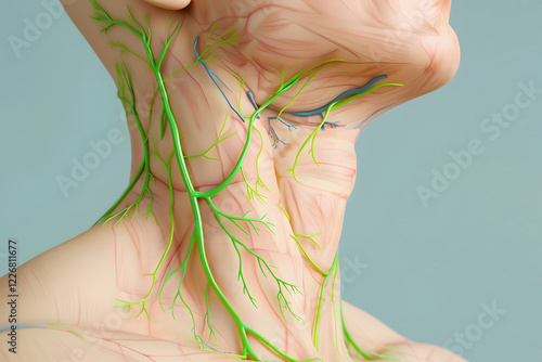 3D illustration of human lymphatic system, isolated on white background photo