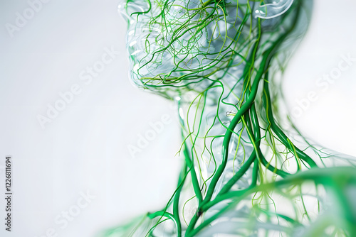 3D illustration of human lymphatic system, isolated on white background photo