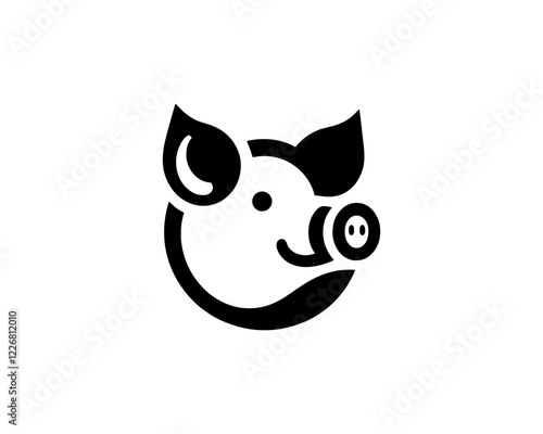 Pig silhouette logo design icon vector illustration. Black color pig logo template