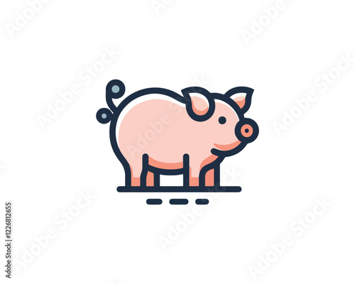 Pig logo design icon vector illustration.