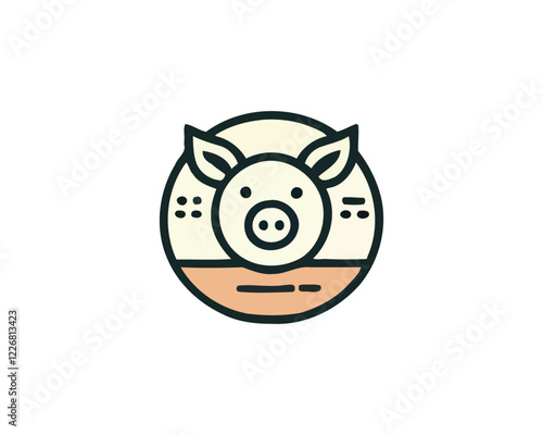 Pig logo design icon vector illustration.