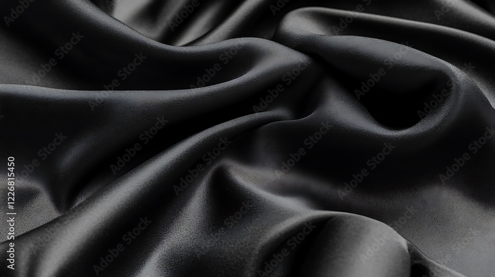 Fototapeta premium Draped Black Satin Fabric Showing Texture and Flow