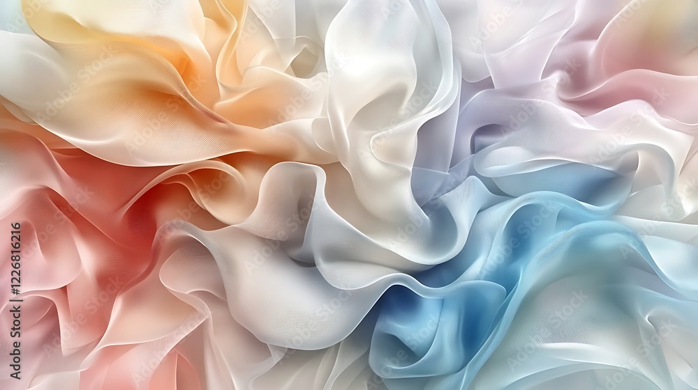 Obraz premium Soft pastel fabric swirls in gentle folds and layers