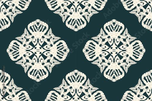 Ethnic abstract ikat fabric artwork with seamless patterns, combining tribal, indigenous and Mexican embroidery with Aztec geometric motifs. Ideal for rugs, wallpapers, throws, fabrics and clothing.