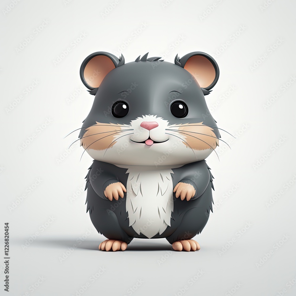 Cute Hamster Digital Artwork in Flat Style with Dark Palette Cute Hamster Digital Artwork in Flat Style with Dark Palette