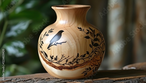 Nature inspired pet urn with bird design for memorials, with copy space photo