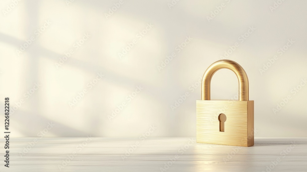 Naklejka premium Minimalist Glowing Lock with Soft Shadows on Subtle Background for Serene Environments